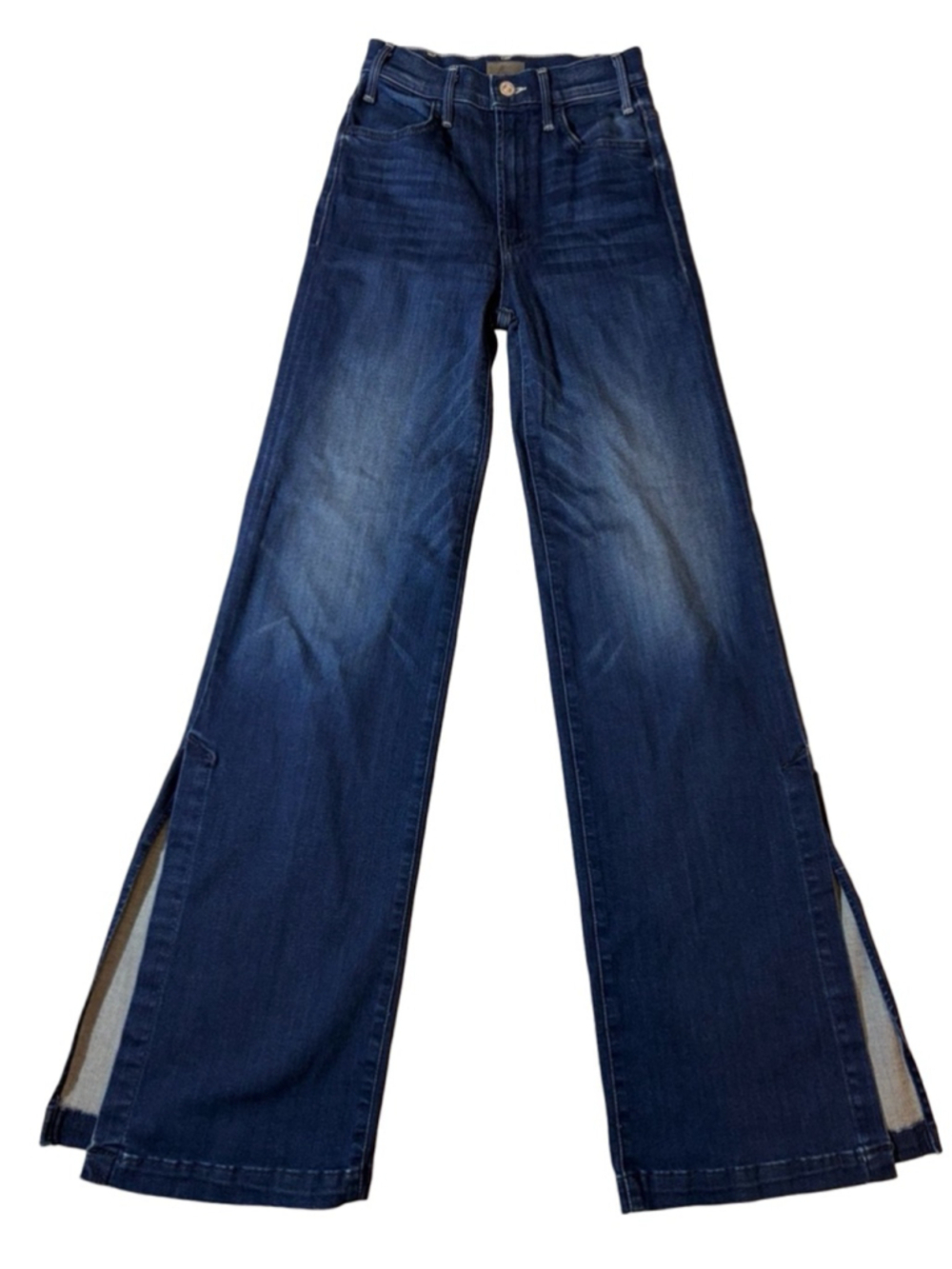 Mother The Hustler Sidewinder Tongue And Chic Wide Leg Split Hem Jeans